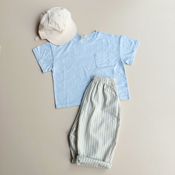Striped summer pants - Ivory/blue