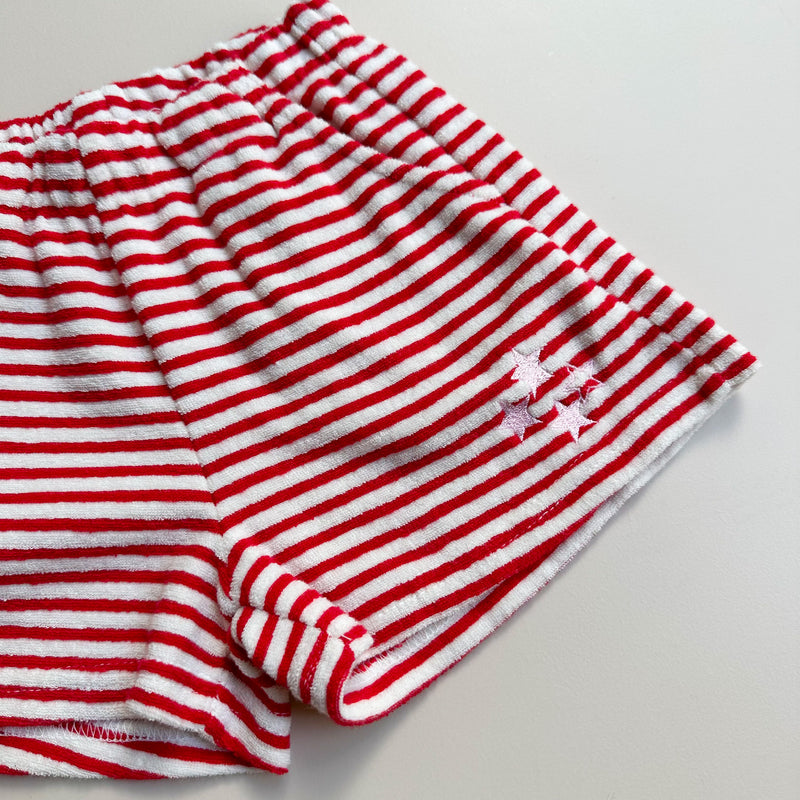 Striped terry short - Red