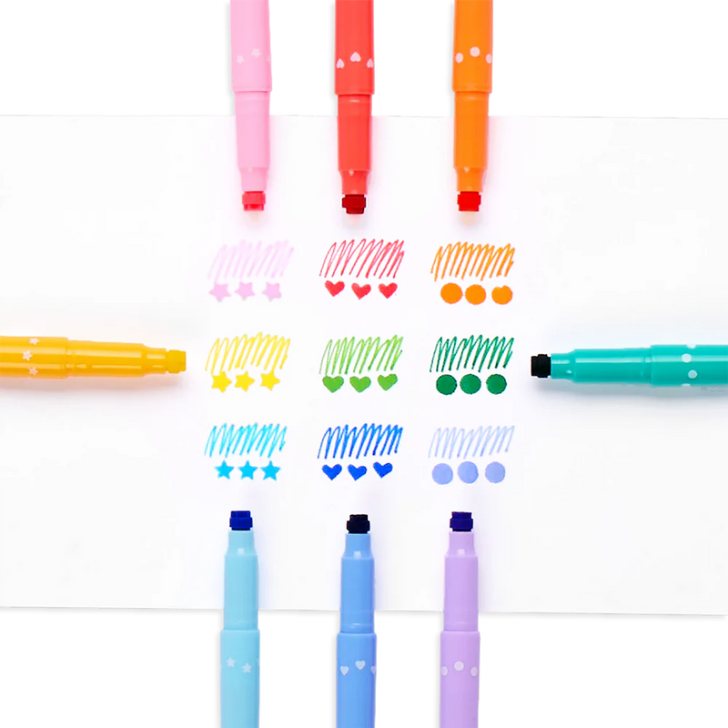 Confetti Stamp Double Ended Markers - Multi