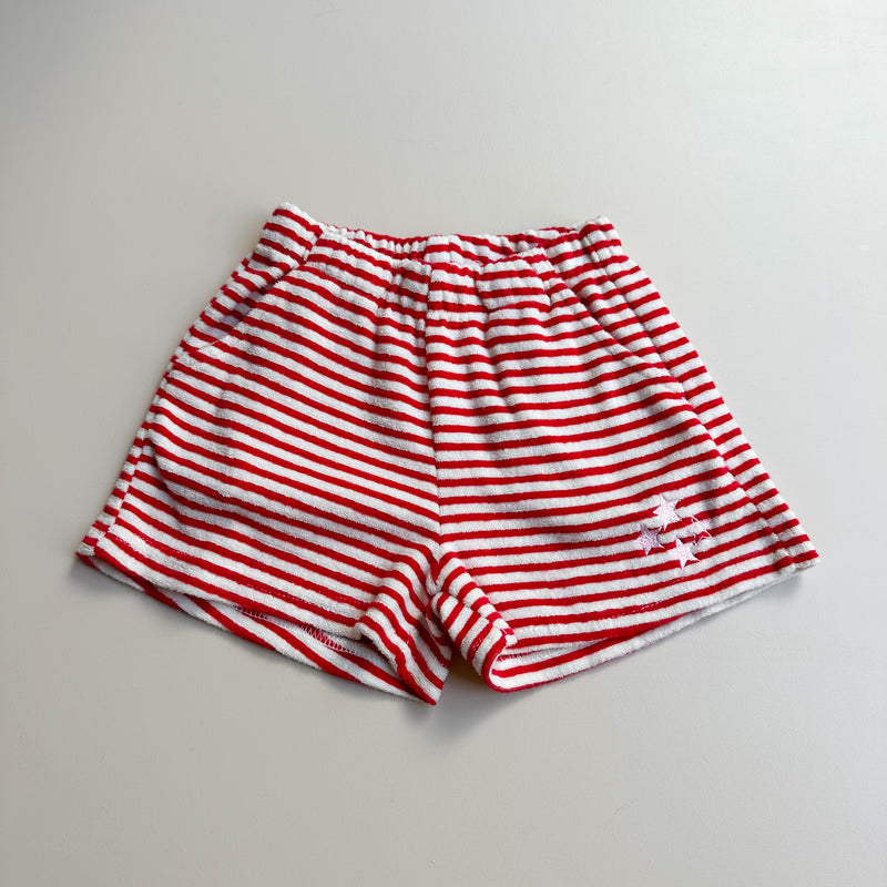 Striped terry short - Red