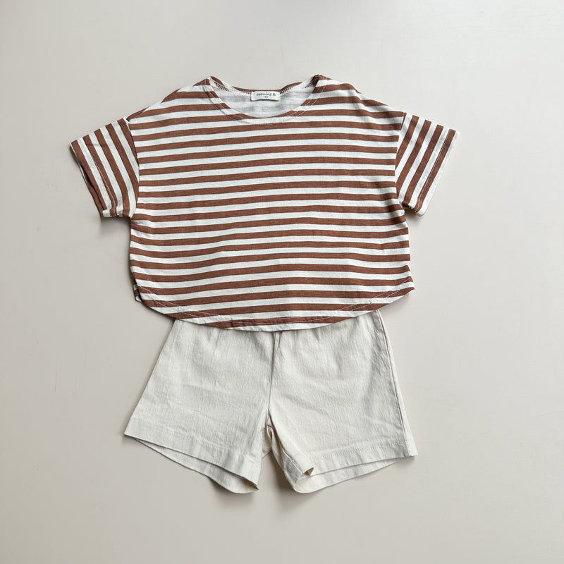 Simple cotton shorts - Beige