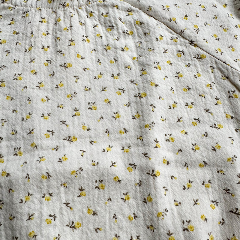 Flower muslin onesie - Cream/yellow