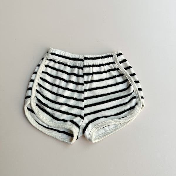 Striped terry shorts - Black/ivory