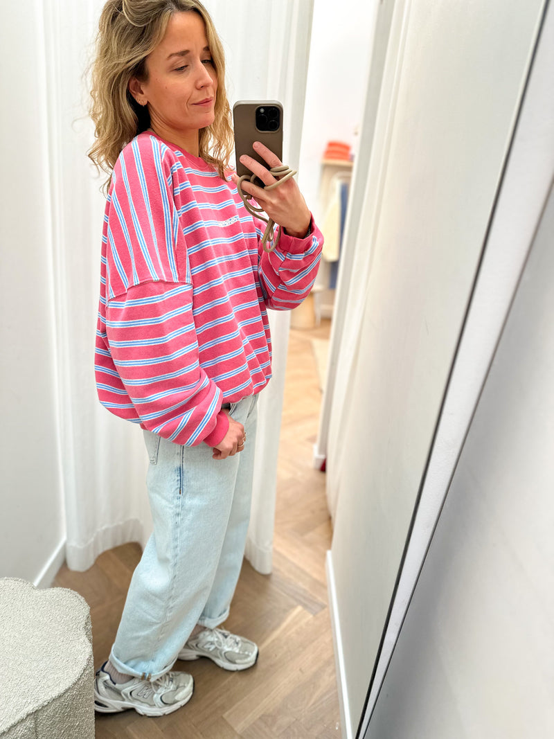 PRE-ORDER - Soft oversized striped sweater - Vintage pink