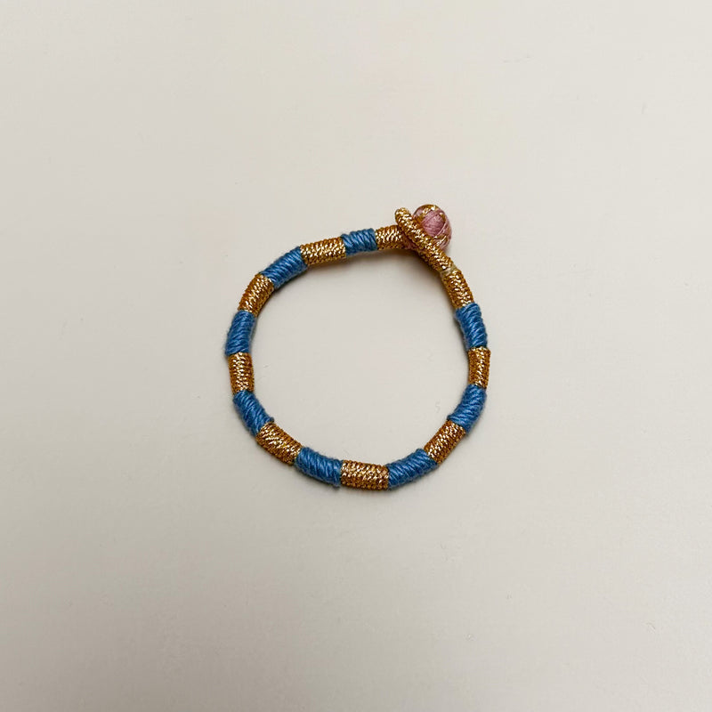 Striped thread bracelet - Gold/blue
