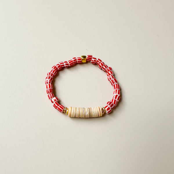 Surfer bracelet  - Red/beige
