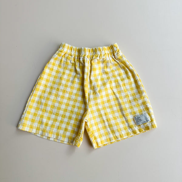 Cotton check shorts - Yellow