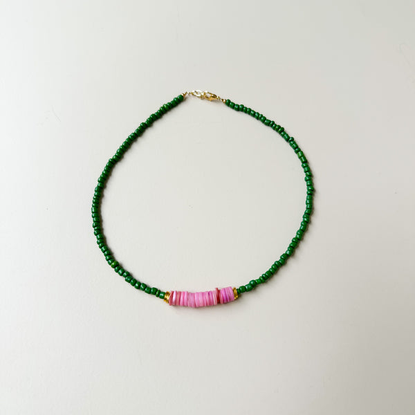 Surfer necklace - Green/pink