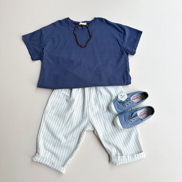 Striped summer pants - Ivory/blue