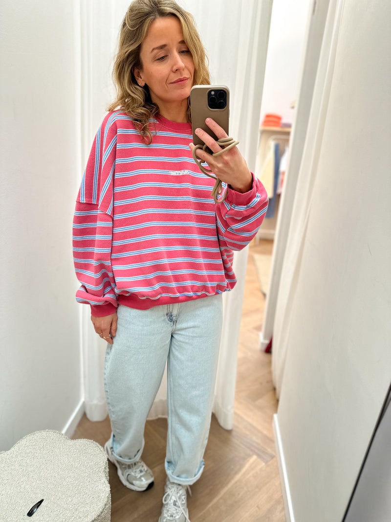 PRE-ORDER - Soft oversized striped sweater - Vintage pink