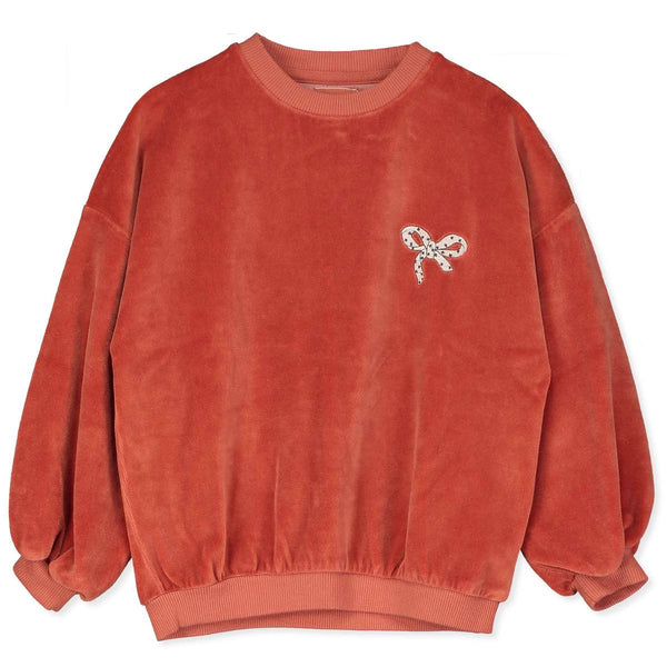 Velvet bow sweatshirt - Clay