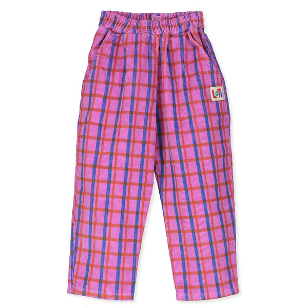 Checks corduroy pants - Fuchsia