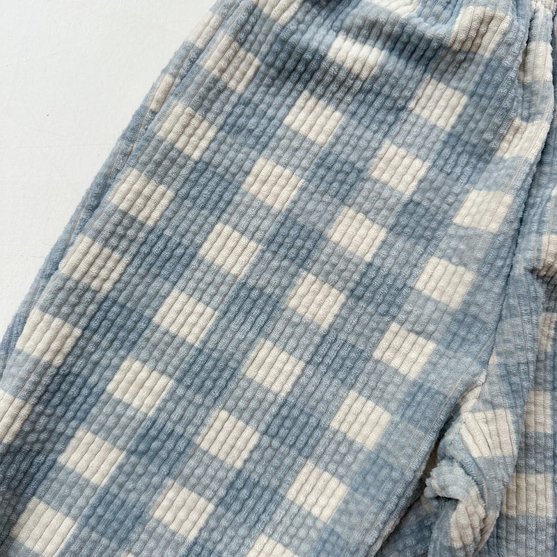 Mochi check corduroy pants - Grey sky