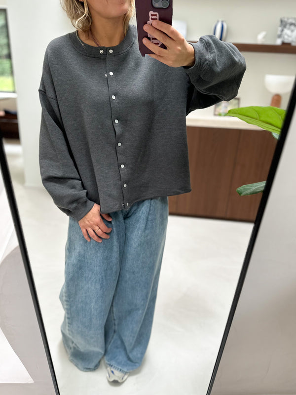 Valentine jersey cardigan - Charcoal