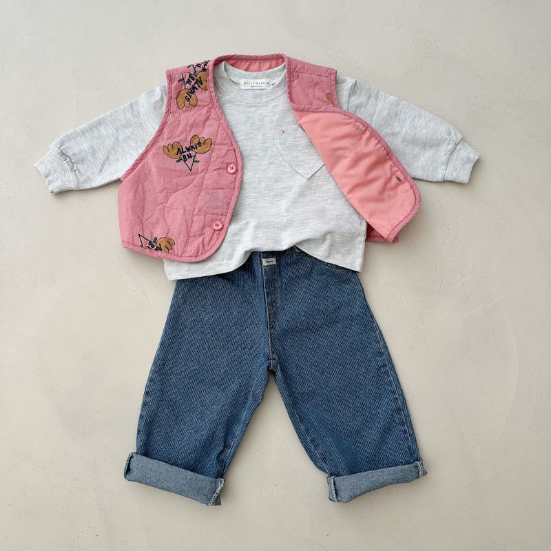 Slash denim pants - Fine stripes