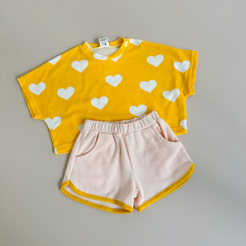 Terry heart set - Yellow/peach