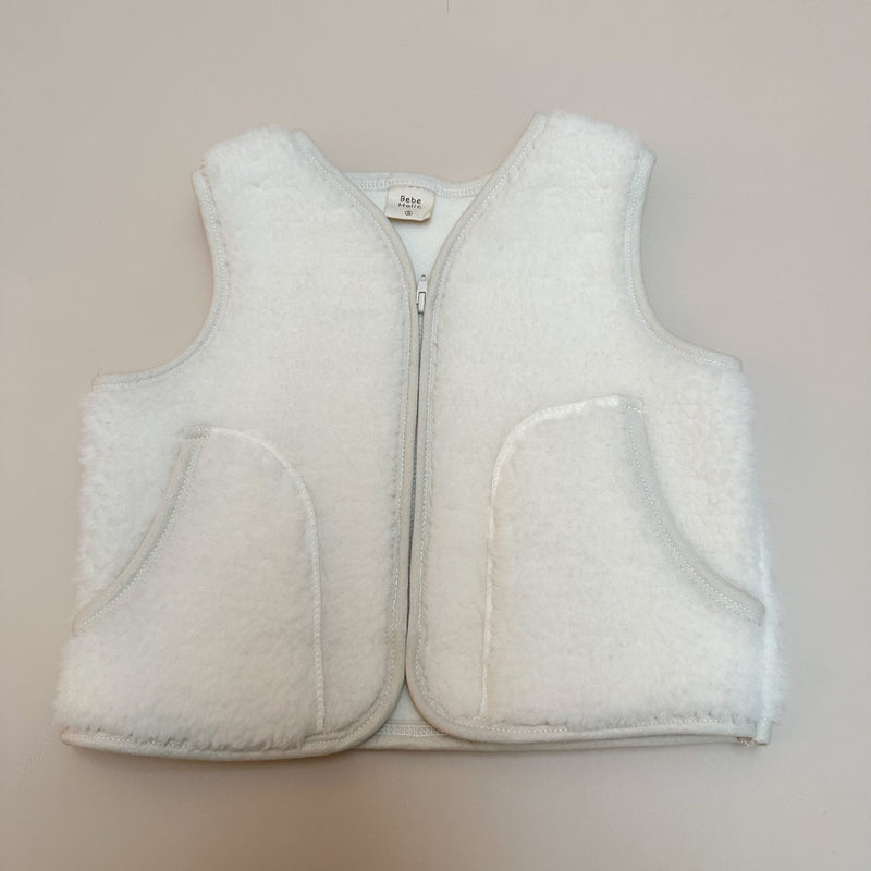 Bebe dumble fleeced zip up vest - Cream