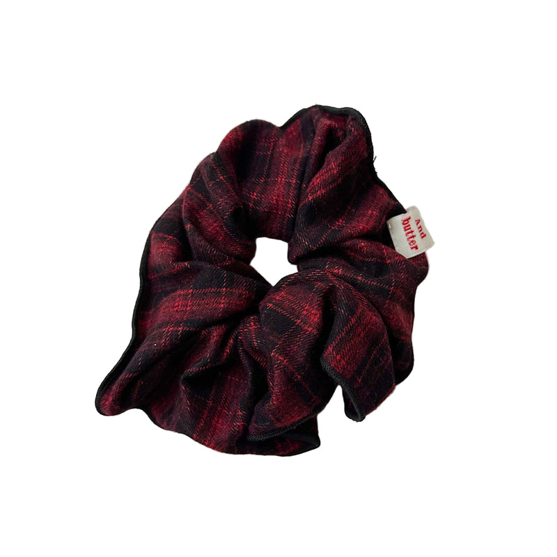 Flannel check scrunchie - Red