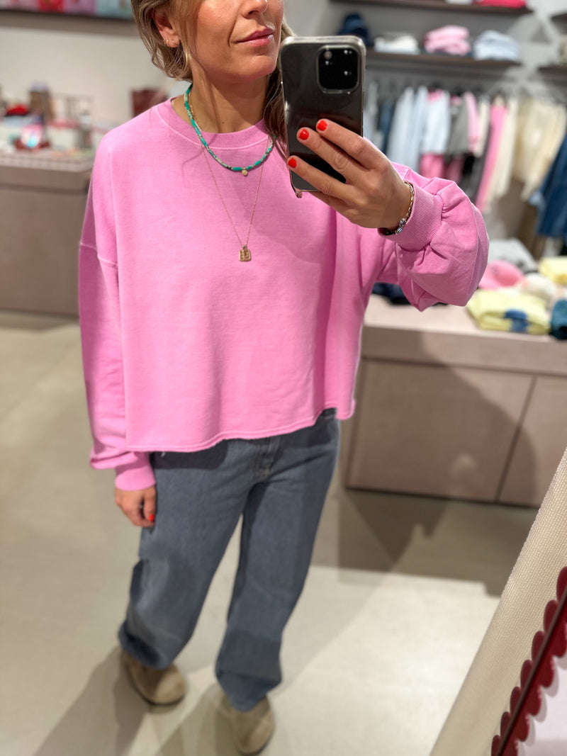 Mag cropped sweatshirt - Washed candy pink