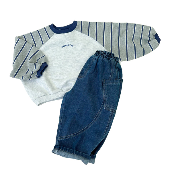 Weekend sweater - White melange/blue