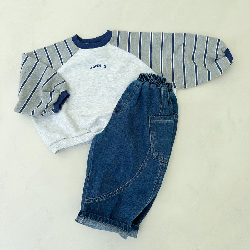 Stitch pocket denim pants - Blue washing