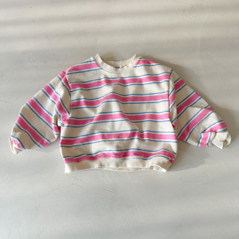 Bicolor stripe sweatshirt - Pink/blue