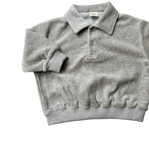 Velours polo sweatshirt - Oatmeal