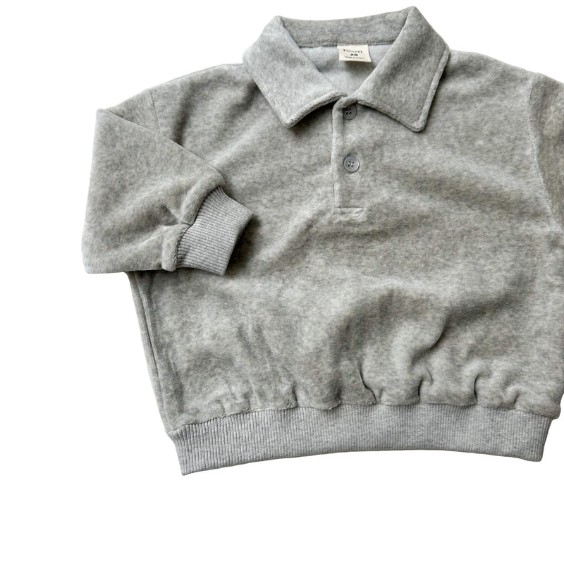 Velours polo sweatshirt - Oatmeal