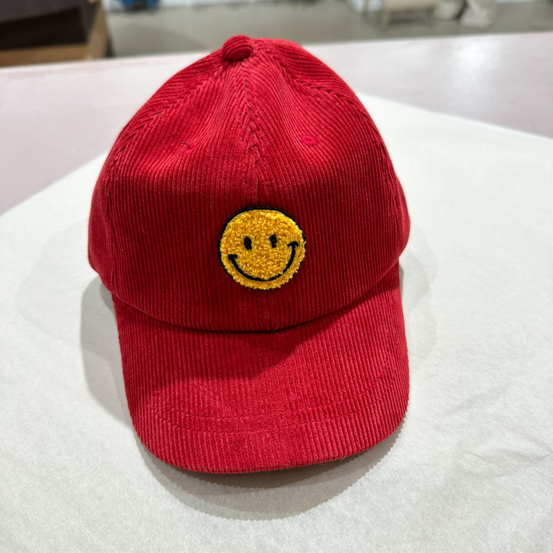 Smile coduroy cap - Red