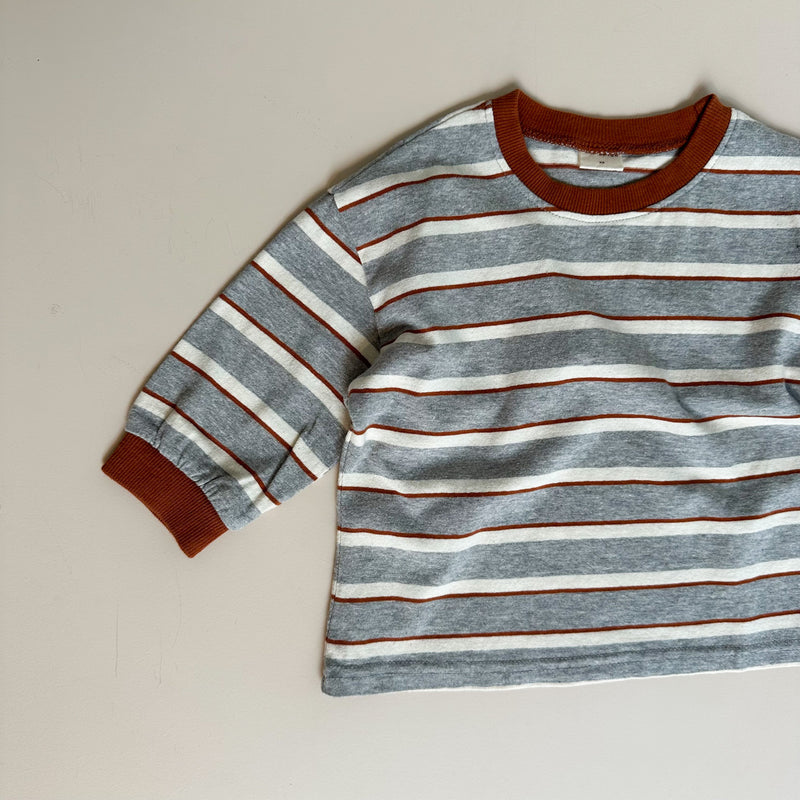 Multistripe tee - Grey melange/rust