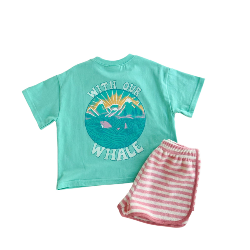 Whale tee - Aqua