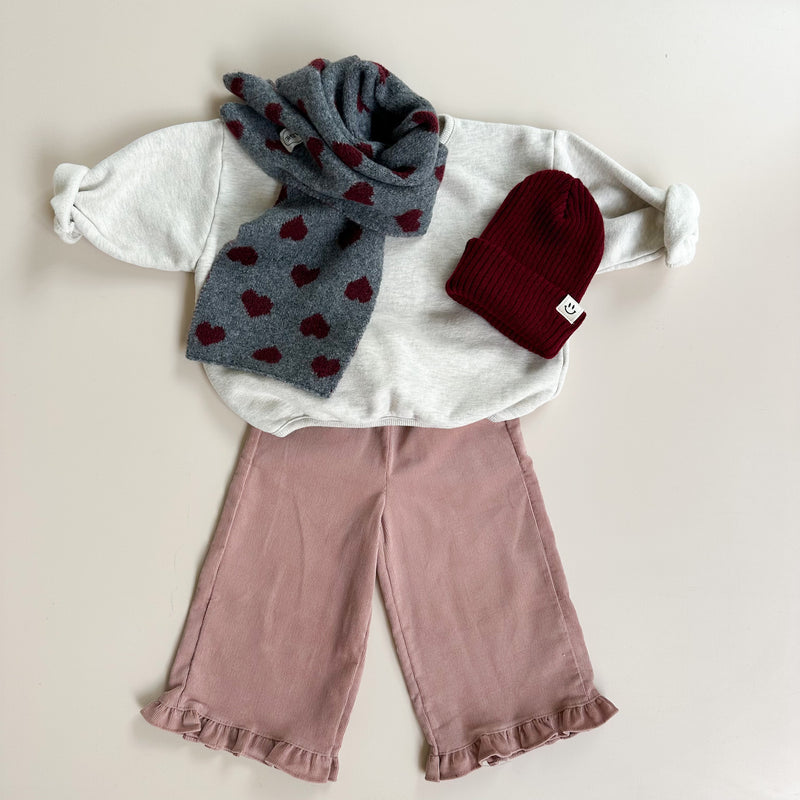 Hearts allover scarf - Dark grey melange
