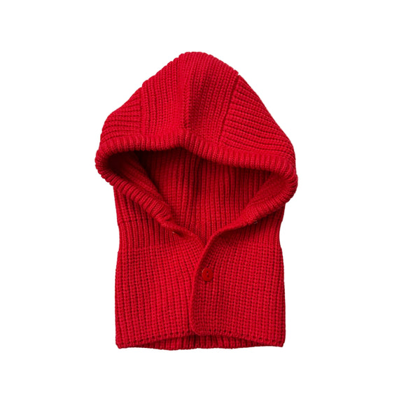 Button rib balaclava - Red