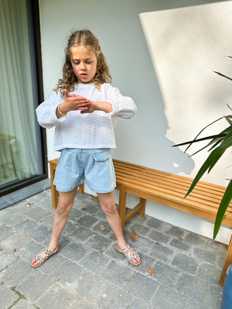 NB wide pocket denim shorts - Light blue