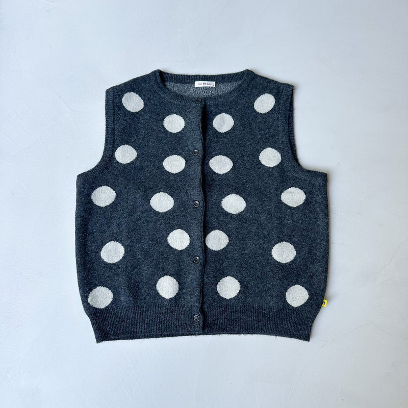 Wool mix polka dot vest - Charcoal