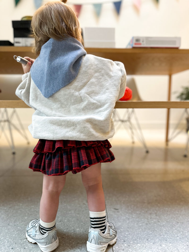 Flannel check shorty skirt - Red