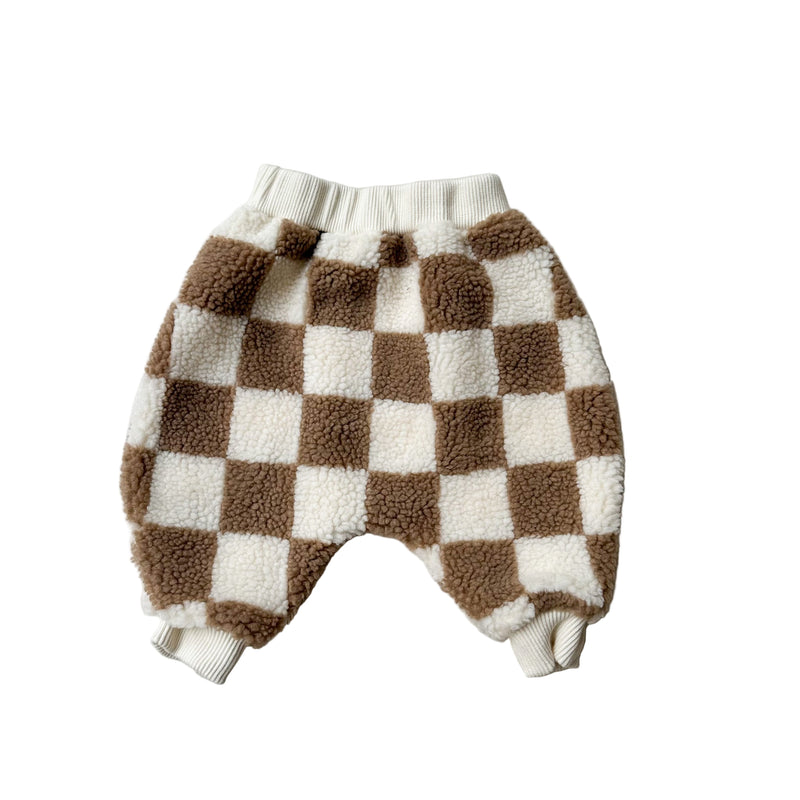 Bebe checkered teddy pants - Beige