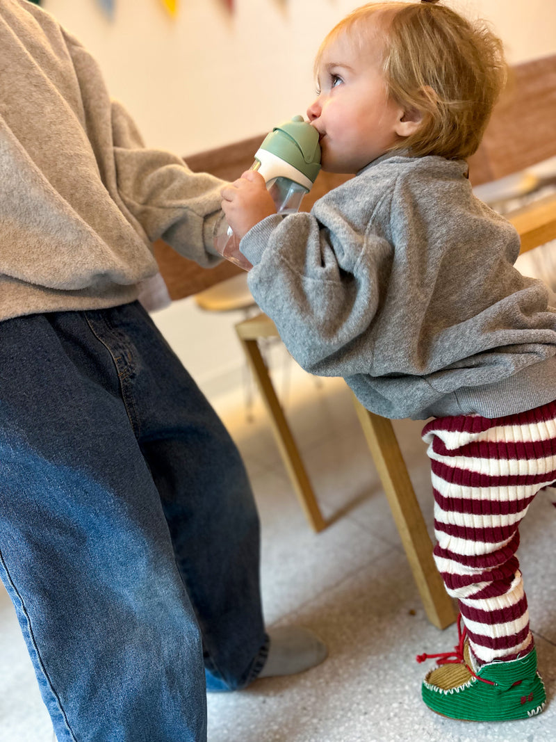 Riri soft stripe leggings - Wine/cream