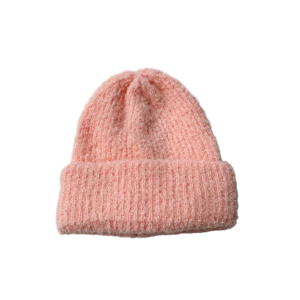 Wool mix bouclé beanie - Pink