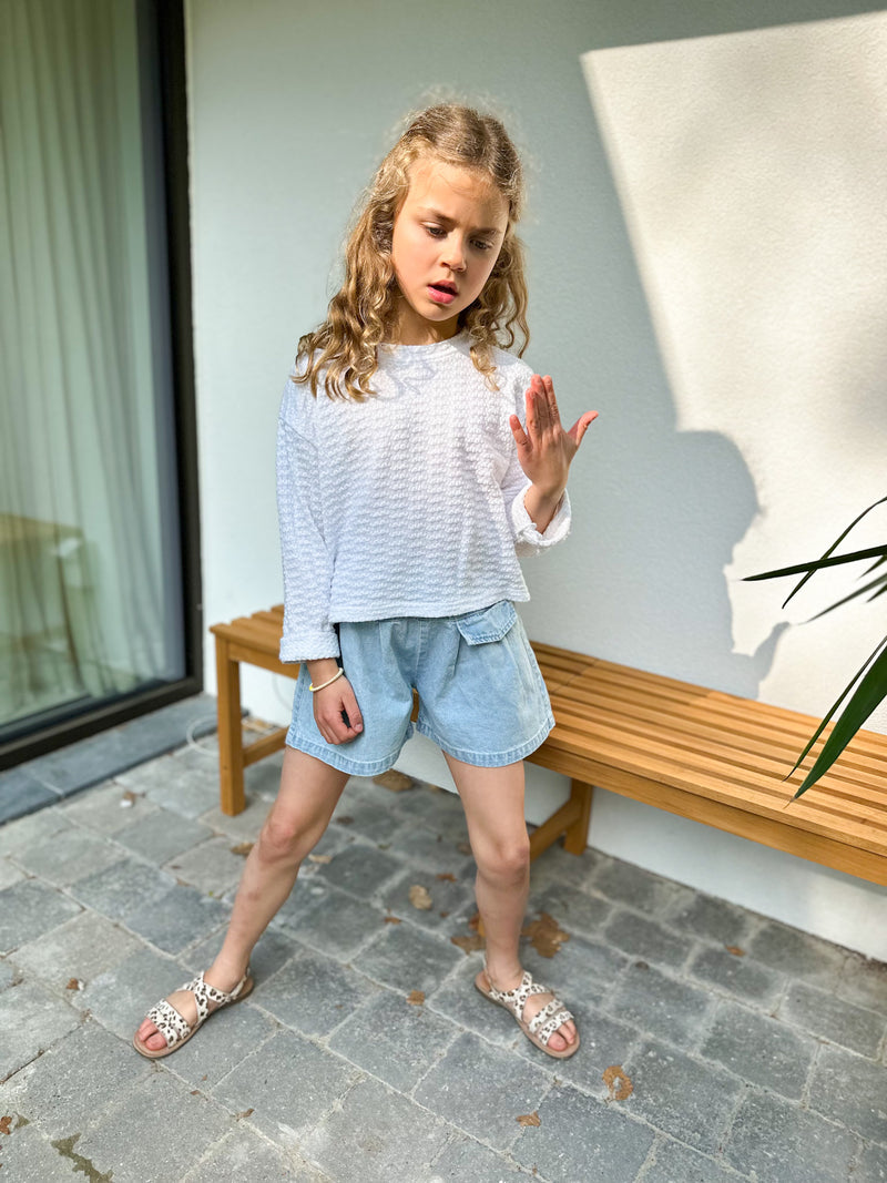 NB wide pocket denim shorts - Light blue