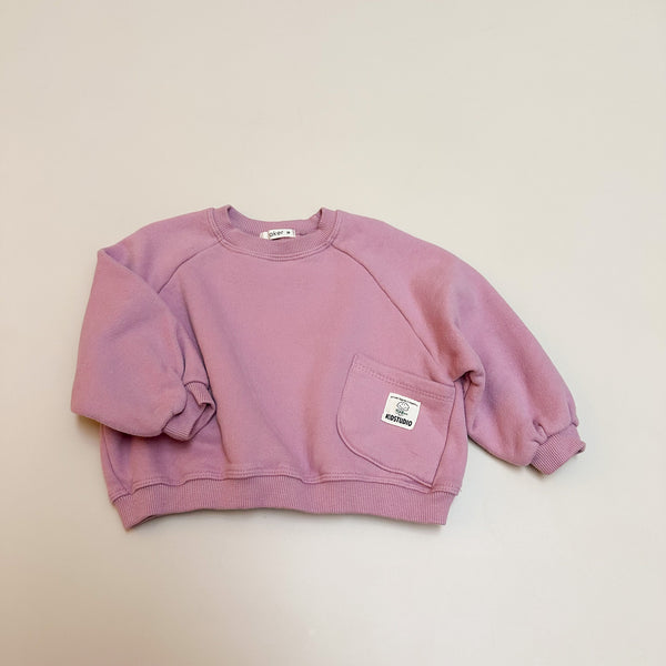 Pocket fleeced sweater - Lilac pink