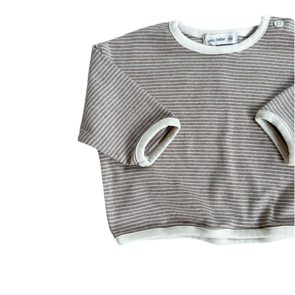 Daily striped button tee - Cocoa