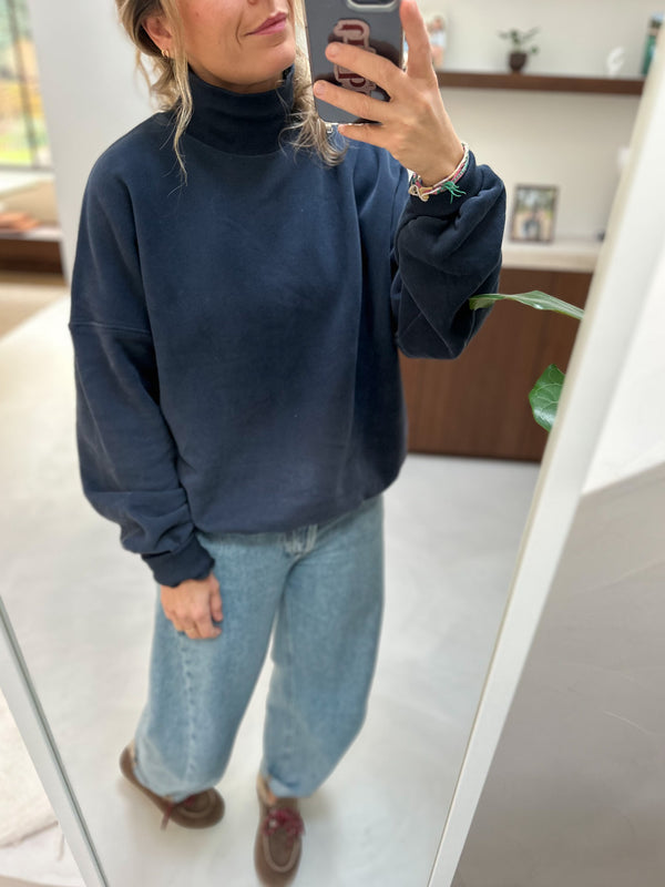 Soft turtleneck sweatshirt - Navy