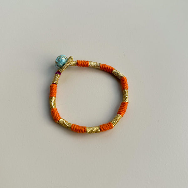 Striped thread bracelet - Gold/Orange