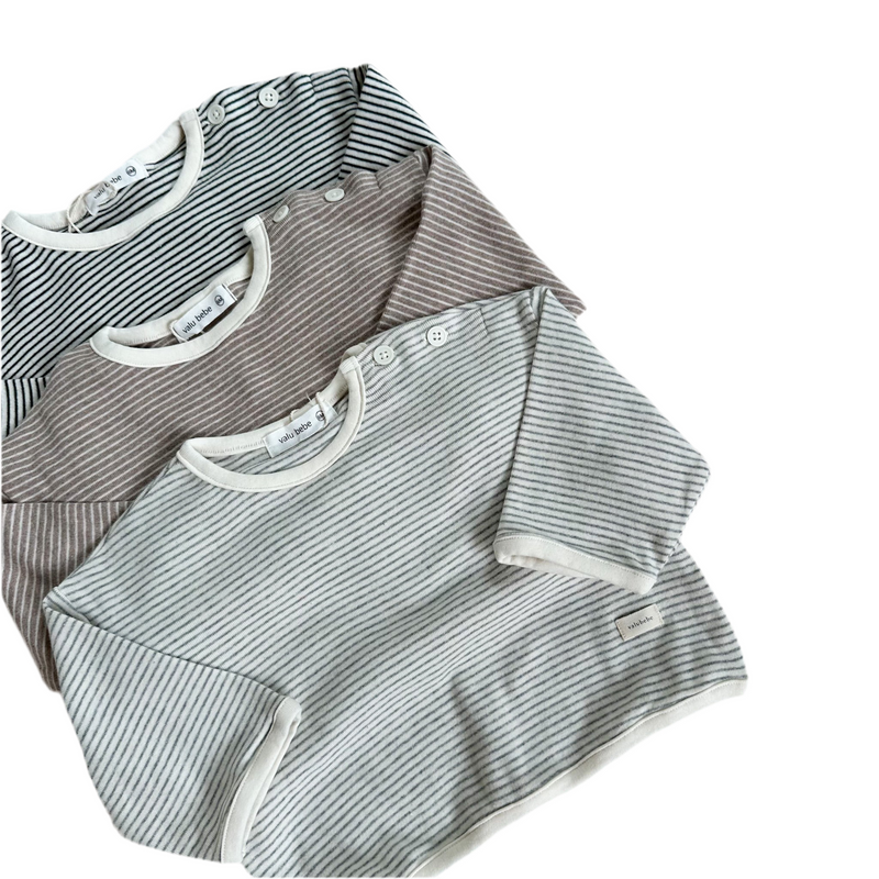 Daily striped button tee - Cocoa