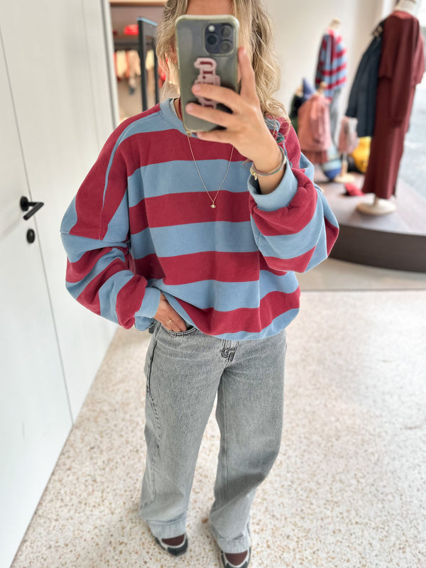 Sue striped sweatshirt - Burgundy/sky