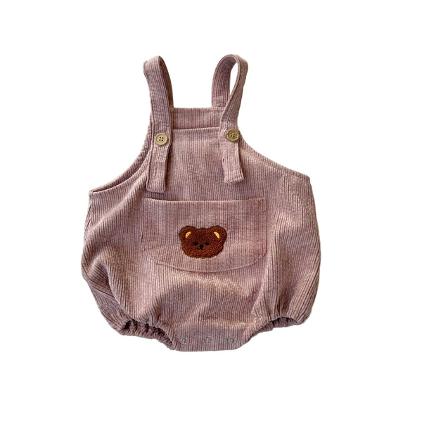 Bear corduroy onesie - Pink
