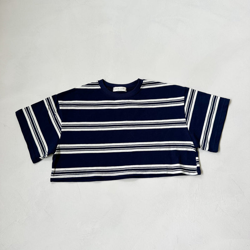 Double stripe crop tee - Navy