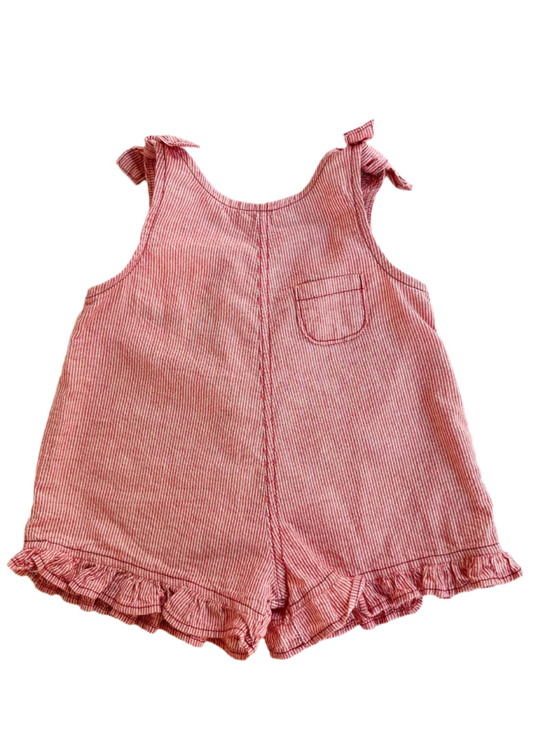 Ribbon frill jumpsuit - Red stripe