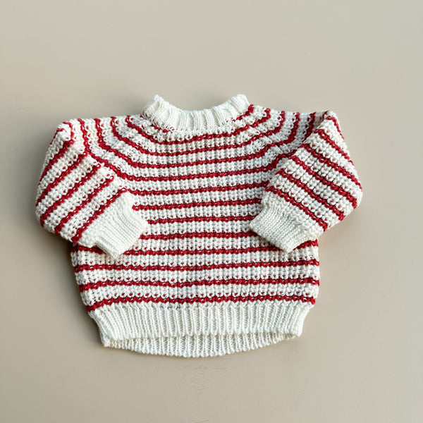 Soft cotton knit - Red stripes